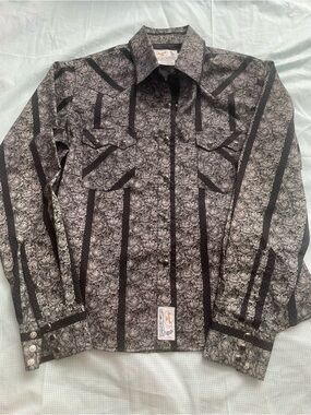 Panhandle Slim Black and Gray Floral Snap Western Shirt Jacket